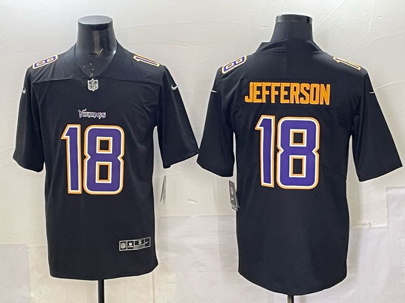 Men 2025 Nike Minnesota Vikings #18 Jefferson Black Limited NFL Jersey style 011